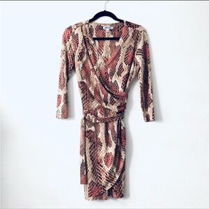 Belted Snake Print Pencil Wrap Dress